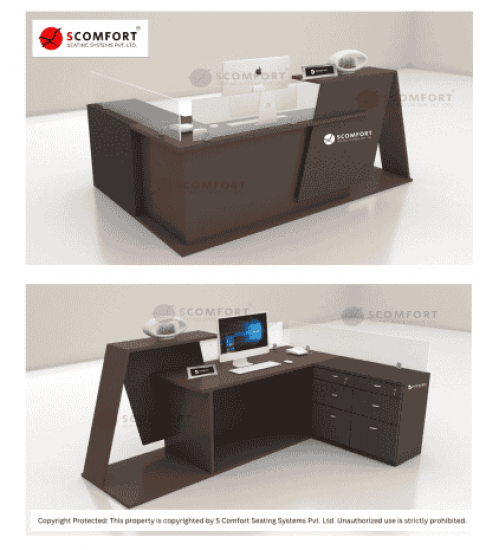 Scomfort SC-RT5 Designer Reception Table with decorative box design with 6 drawer pedestal